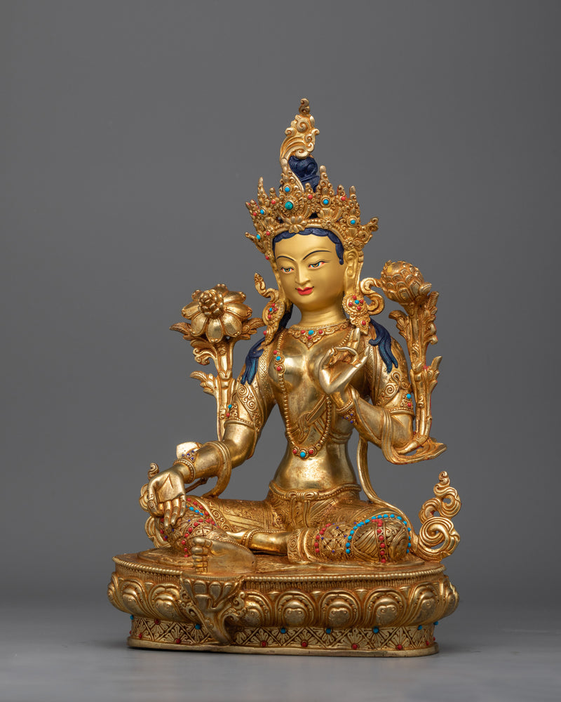 15 Inch Green Tara Statue | A Fully Enlightened Female Buddha