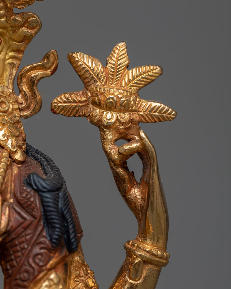 4-Armed Bodhisattva Chenrezig Statue | Gold Gilded Copper Art from Nepal