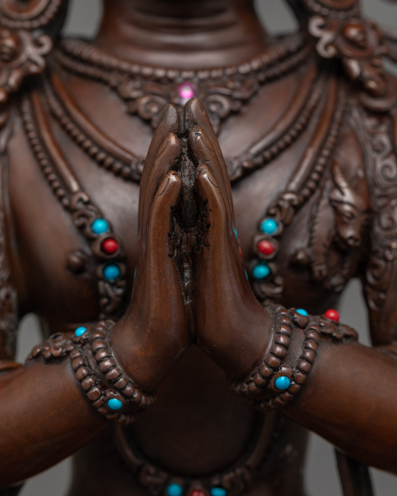 Chenrezig Serene Oxidized Statue | Handcrafted Symbol of Compassion