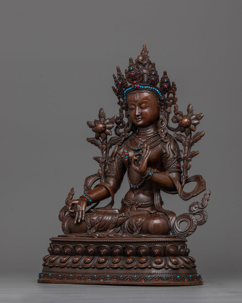 Oxidized White Tara Figure | Handcrafted Emblem of Compassion