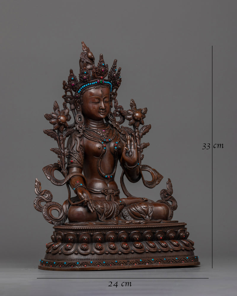 Oxidized White Tara Figure | Handcrafted Emblem of Compassion