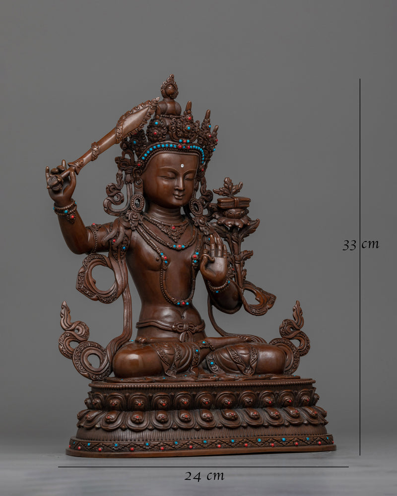 Oxidized Manjushri Figure | Handcrafted Emblem of Wisdom