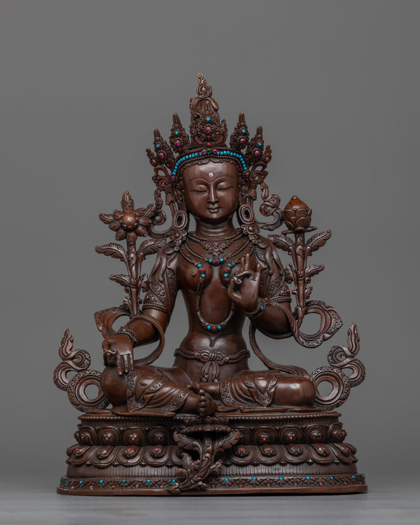 Oxidized Green Tara Figure | Handcrafted Symbol of Compassion