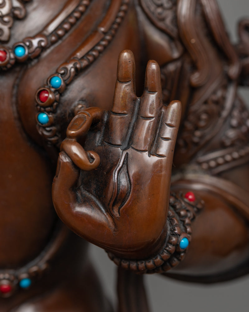 Oxidized White Tara Figure | Handcrafted Emblem of Compassion