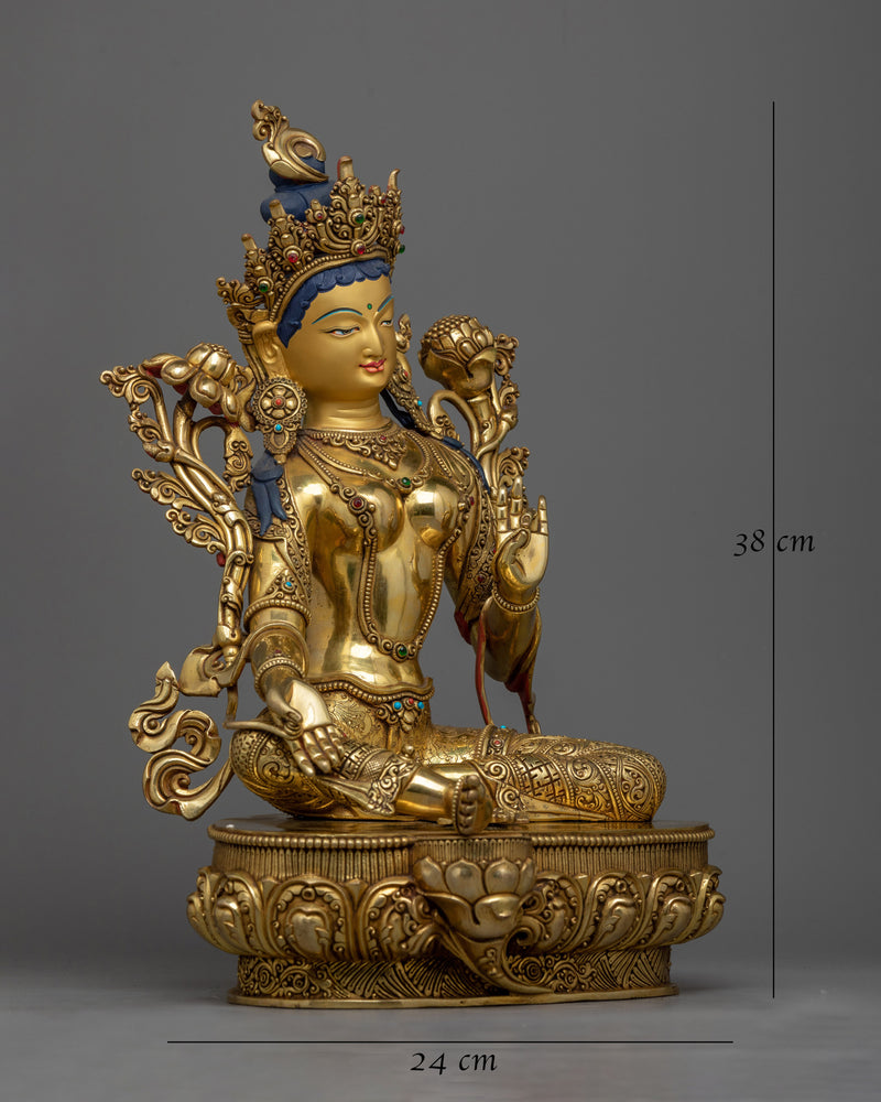 Green Tara Buddhist Goddess Statue | Handmade Premium Quality Figure of Female Buddha