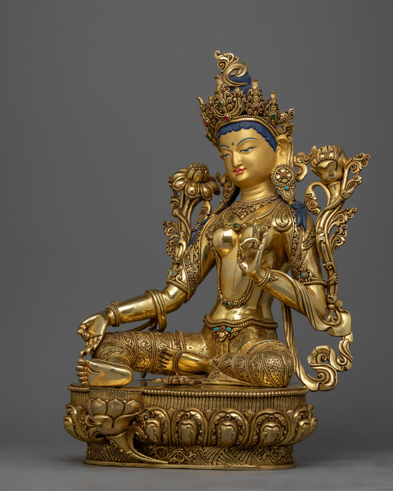 Green Tara Buddhist Goddess Statue | Handmade Premium Quality Figure of Female Buddha