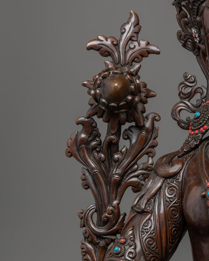 Green Tara's Brown Oxidized Sculpture | Handcrafted Copper Artwork