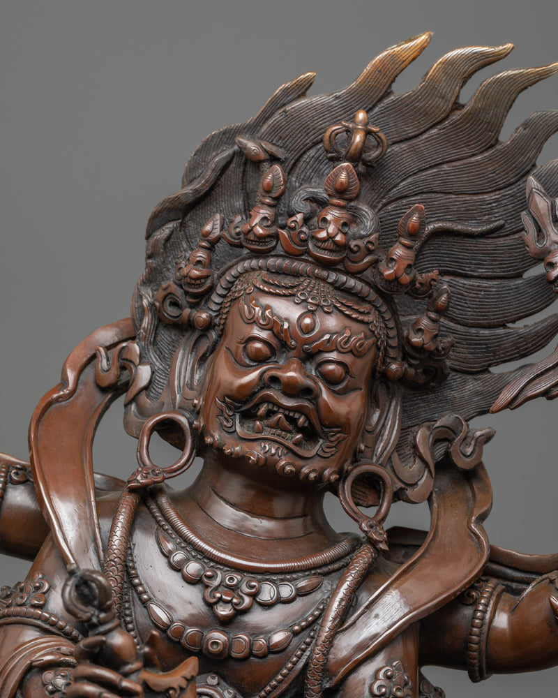 Large Six Armed Mahakala Copper Statue | Buddhist Dharmapala, Protector of the Dharma