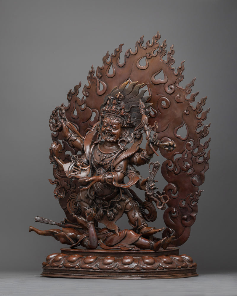 Large Six Armed Mahakala Copper Statue | Buddhist Dharmapala, Protector of the Dharma