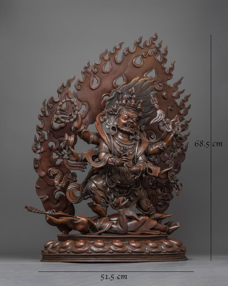 Large Six Armed Mahakala Copper Statue | Buddhist Dharmapala, Protector of the Dharma