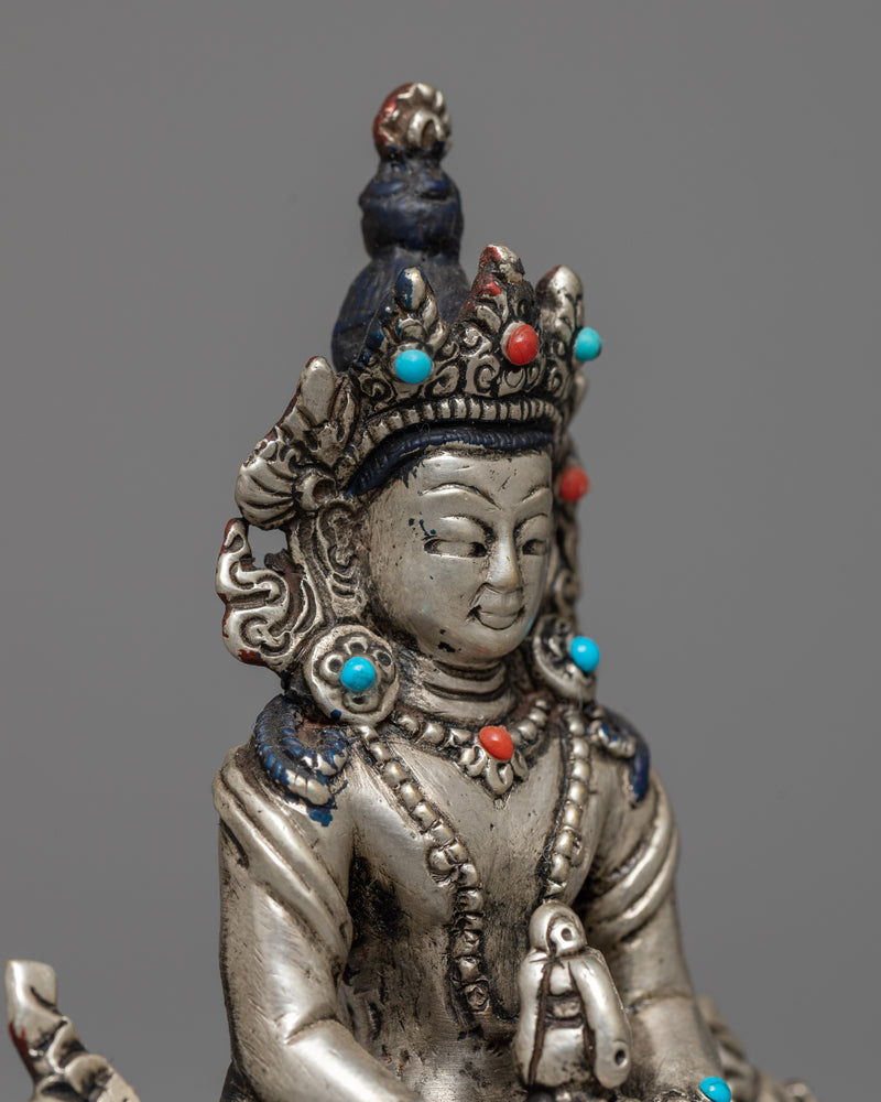 Radiant Amitayus Mini Machine-Made Statue | Silver-Electroplated Sculpture