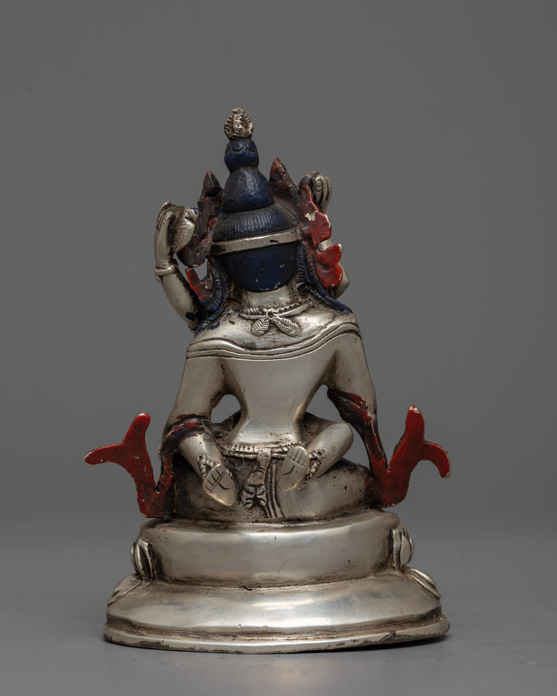 Machine-Made Vajrasattva Statue | Silver-Copper Sculpture