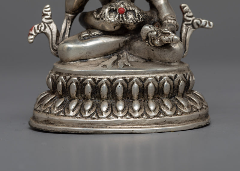 Machine-Made Vajrasattva Statue | Silver-Copper Sculpture