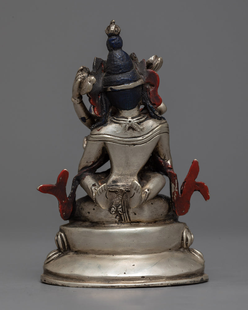 Machine-Made Vajradhara with Consort Statue | Silver-Copper Sculpture