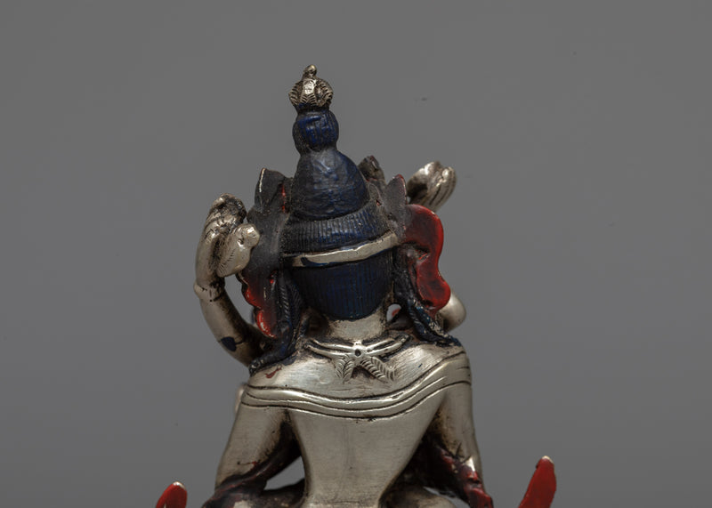 Machine-Made Vajradhara with Consort Statue | Silver-Copper Sculpture