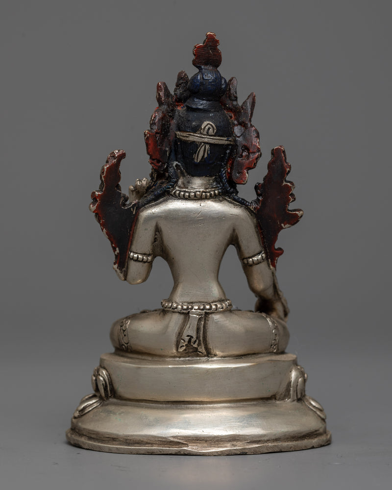 Machine-Made White Tara Statue | Silver Electroplated Copper Sculpture