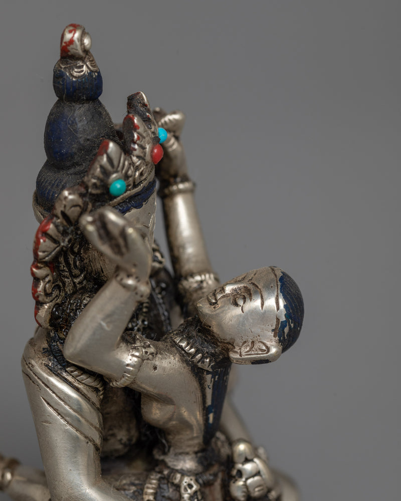 Machine-Made Amitayus Sculpture | Silver Electroplated Copper Statue