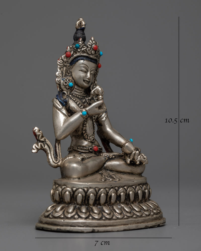 Machine-Made Vajrasattva Sculpture | Silver Electroplated Copper Statue