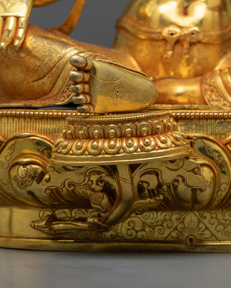 Majestic Gold-Gilded Green Tara Figure | Divine Symbol of Compassion and Readiness