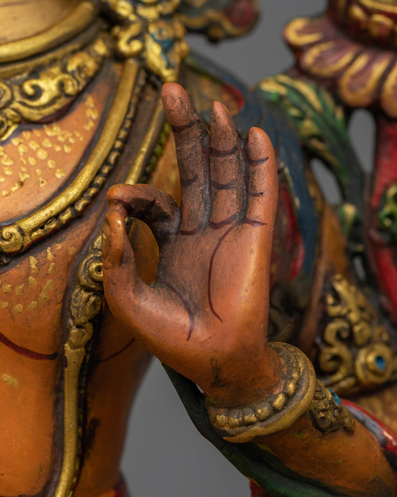 Orange-Painted Manjushri Statue | Symbol of Wisdom