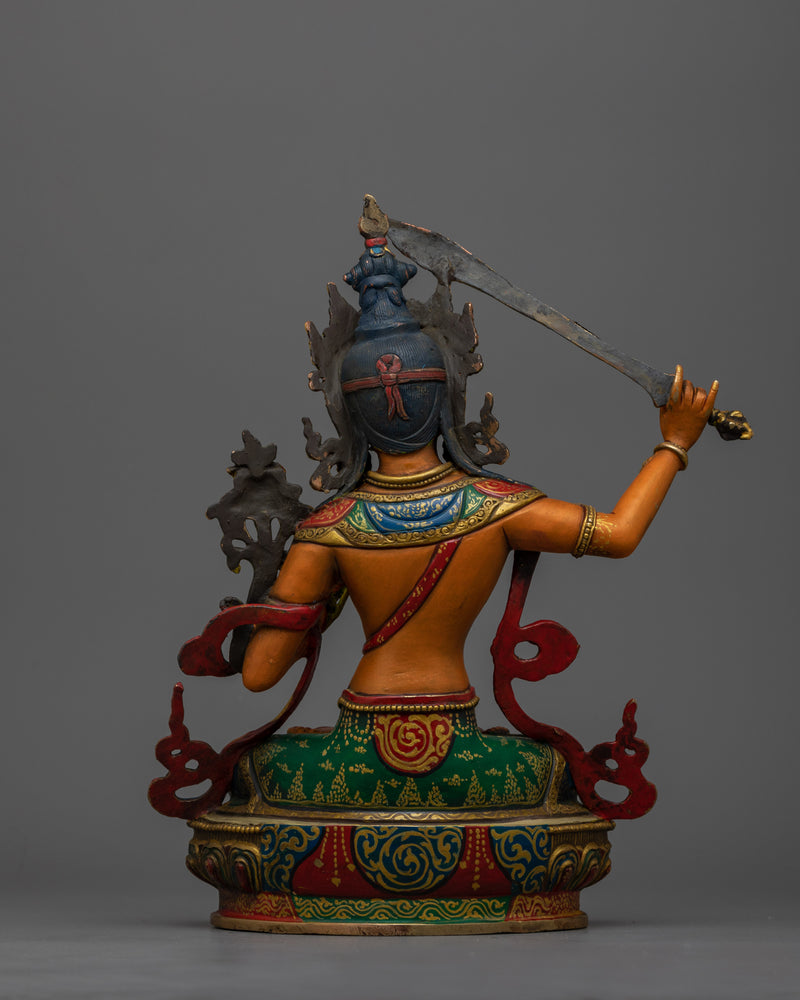 Orange-Painted Manjushri Statue | Symbol of Wisdom