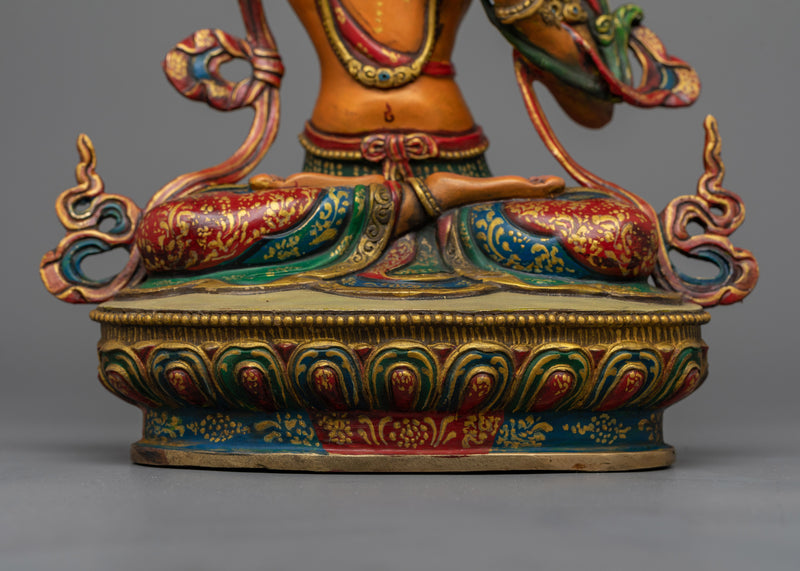 Orange-Painted Manjushri Statue | Symbol of Wisdom