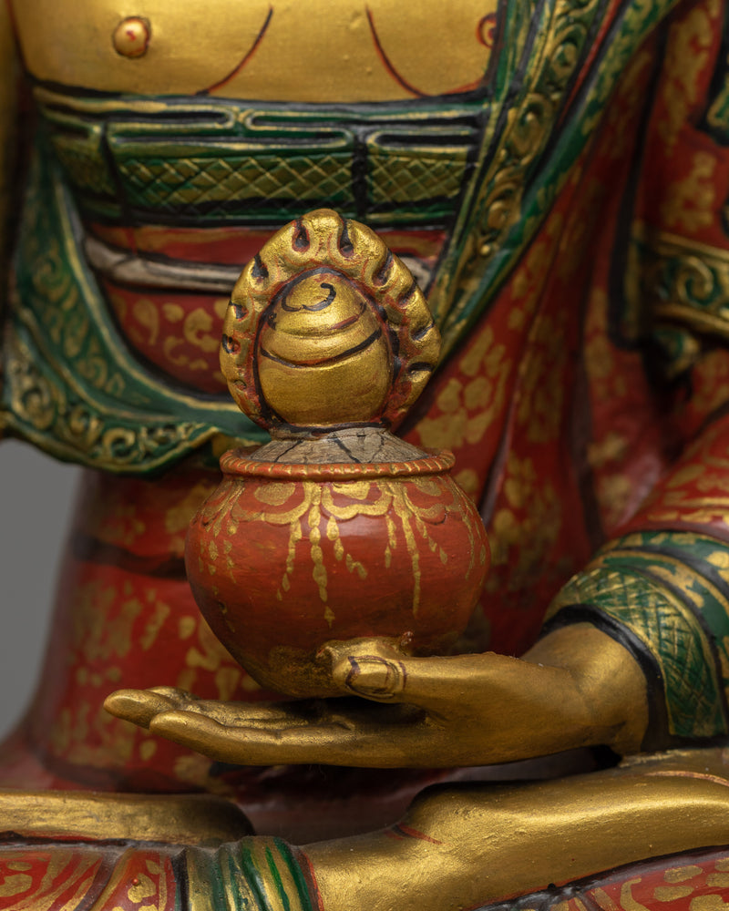 Green and Red Color Ratnasambhava Statue | Symbol of Wealth and Compassion