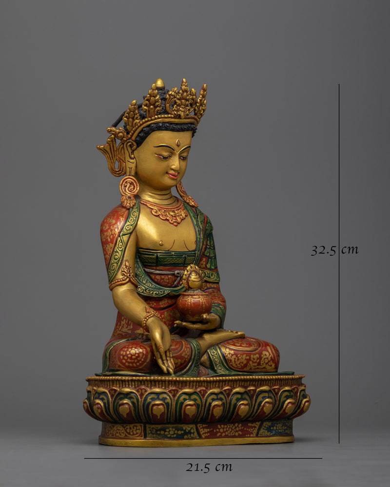 Green and Red Color Ratnasambhava Statue | Symbol of Wealth and Compassion