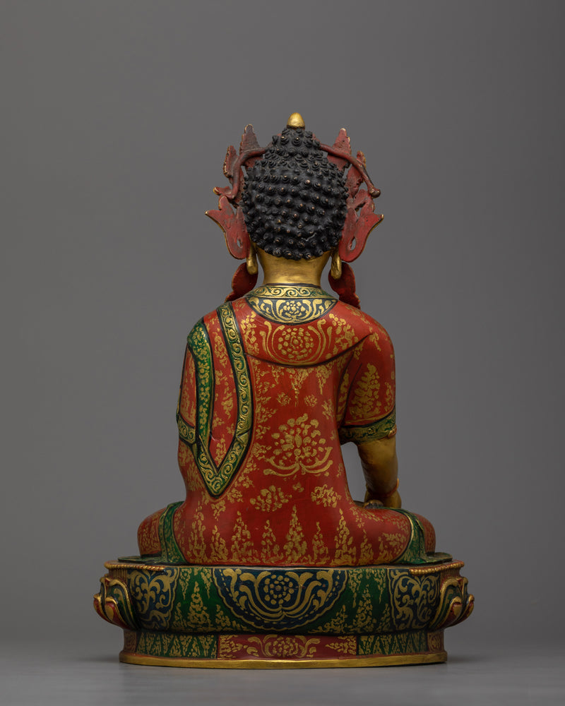 Green and Red Color Ratnasambhava Statue | Symbol of Wealth and Compassion