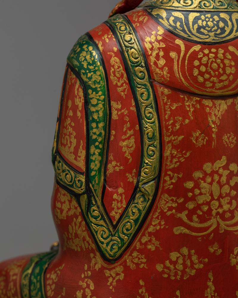 Green and Red Color Ratnasambhava Statue | Symbol of Wealth and Compassion