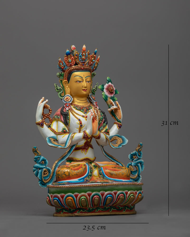 White Serene Chenresig Statue | Symbol of Compassion