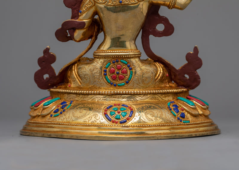 Gold Gilded Manjushri | Gorgeous Handcrafted Statue Made from 24K Gold