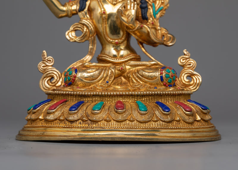 Gold Gilded Manjushri | Gorgeous Handcrafted Statue Made from 24K Gold