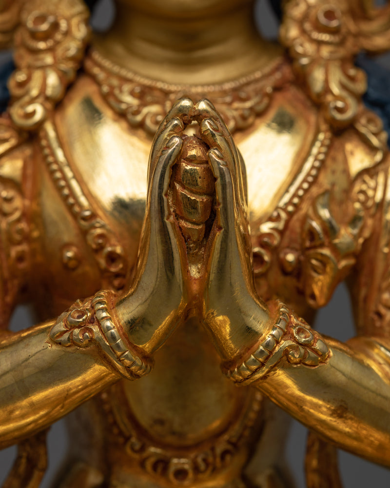 Chenrezig Tibetan Deity Statue | 24K Gold-Gilded Symbol of Compassion