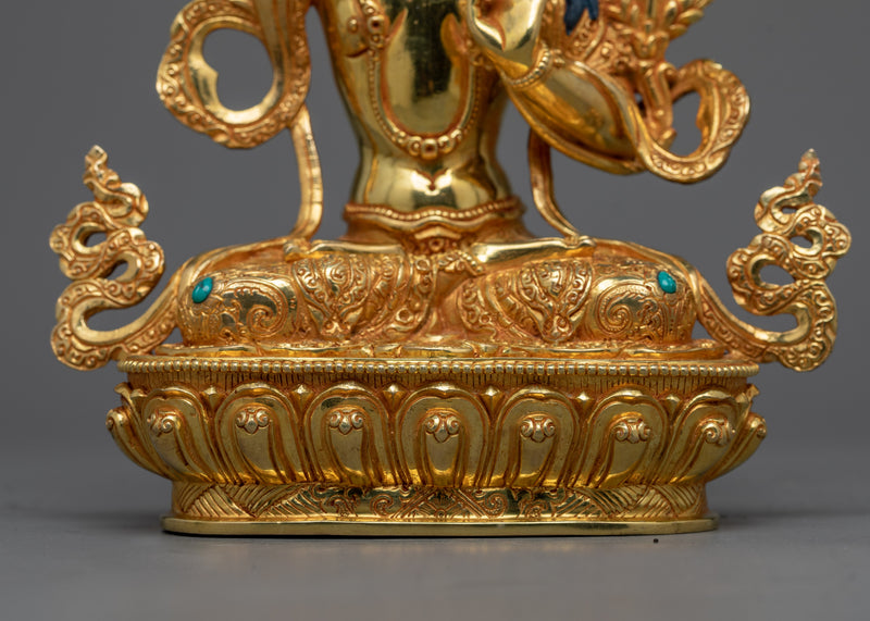 Manjushri 9 Inches Statue | 24K Gold-Gilded Symbol of Wisdom