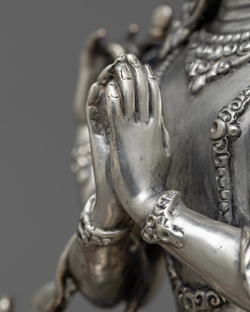 Chenrezig Silver-Plated Statue | Beacon of Infinite Compassion