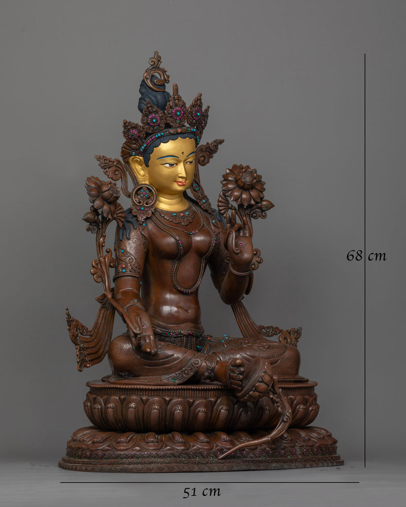 Shri Green Tara Oxidized Statue | Majestic Symbol of Compassionate Vigilance