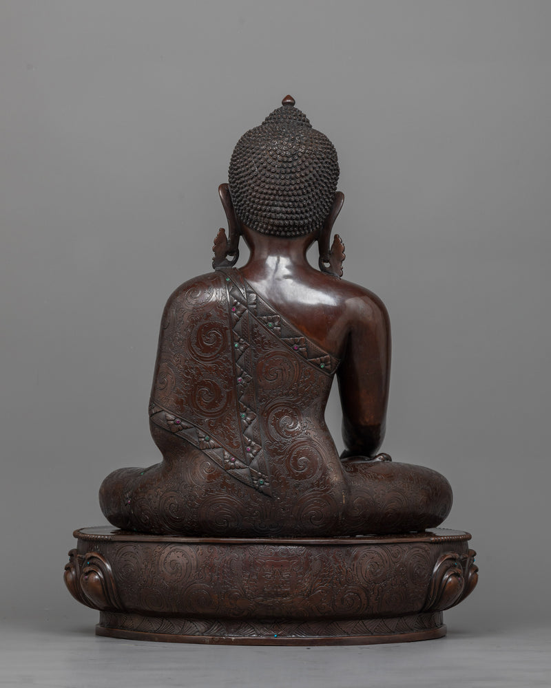 Shakyamuni Buddha Dark Oxidized Statue | Majestic Symbol of Enlightenment