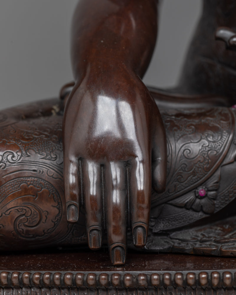 Shakyamuni Buddha Dark Oxidized Statue | Majestic Symbol of Enlightenment