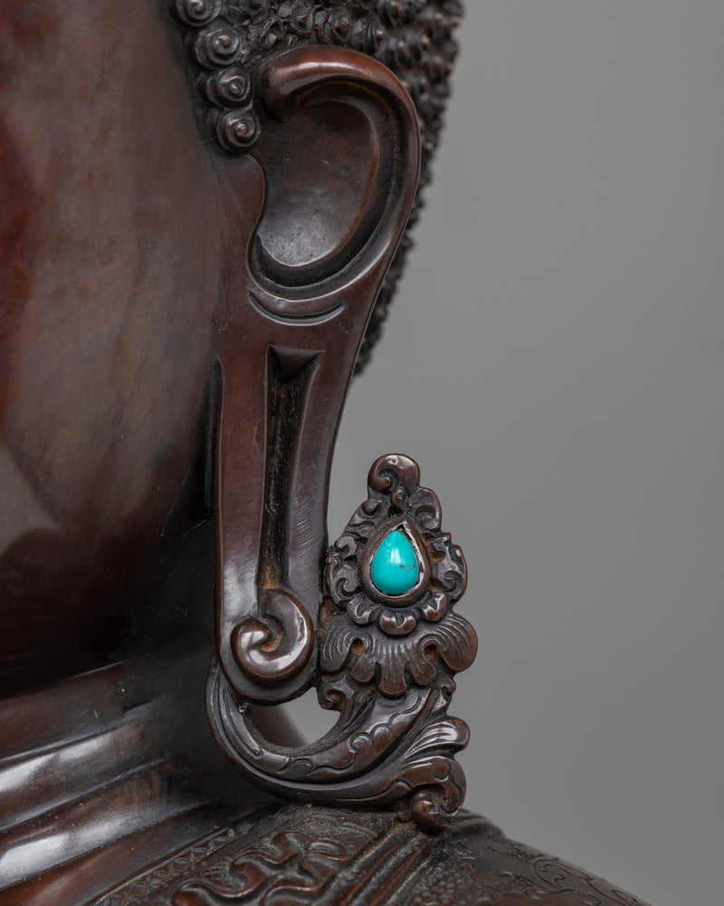 Shakyamuni Buddha Dark Oxidized Statue | Majestic Symbol of Enlightenment