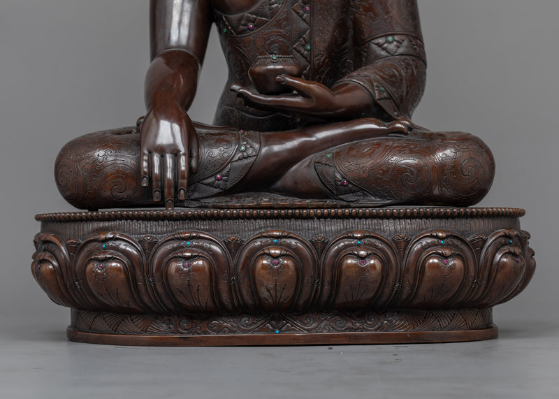 Shakyamuni Buddha Dark Oxidized Statue | Majestic Symbol of Enlightenment