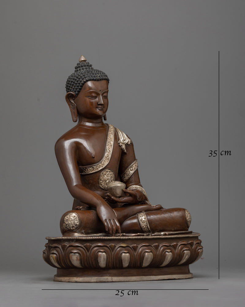 Shakyamuni Buddha 35cm Figure | Silver-Plated Icon of Enlightenment