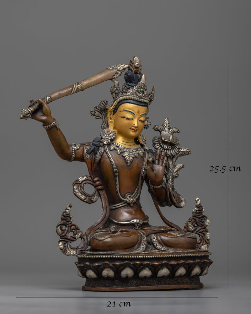 Majestic Manjushri Dark Oxidized | Emblem of Enlightened Wisdom