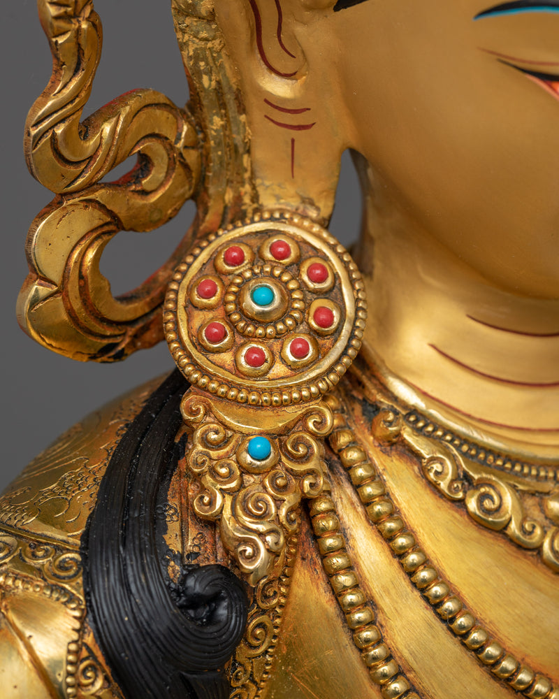 Manjushri Gold-Gilded Wisdom Deity Statue | Handmade Symbol of Wisdom