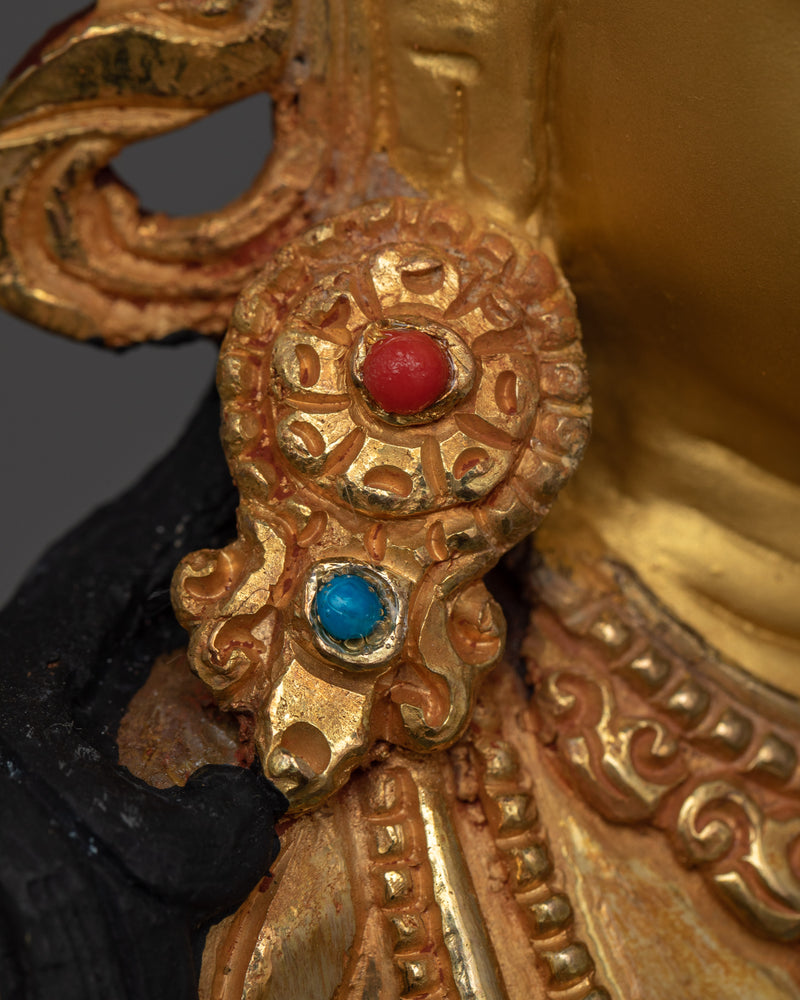 Manjushri Adored with Gemstones Statue | Handcrafted Symbol of Wisdom