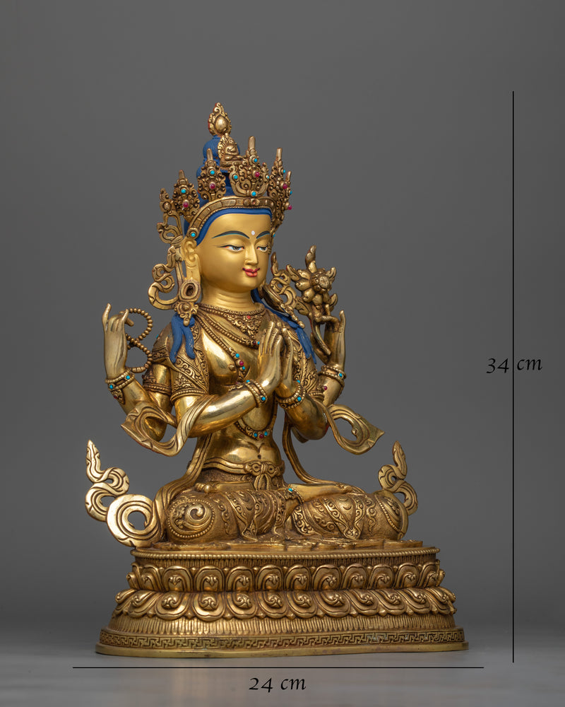 Compassionate Deity Chenrezig Figure Statue - Handcrafted Symbol of Loving-Kindness