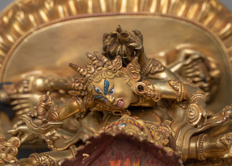 Powerful Vajrakilaya Gold Gilded Statue | Handcrafted Symbol of Protection