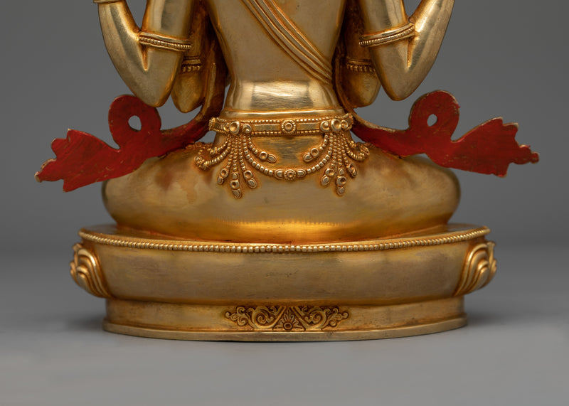 Chenrezig 28cm Gold Gilded Statue | Handcrafted Symbol of Compassion