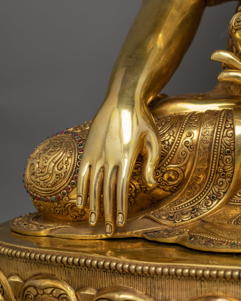 Gautama Shakyamuni Buddha 24K Gold Gilded Statue | Radiant Symbol of Enlightenment