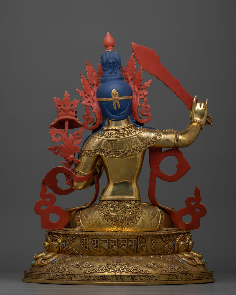 Manjushri Gold-Gilded Statue | A Beacon of Wisdom and Enlightened Insight